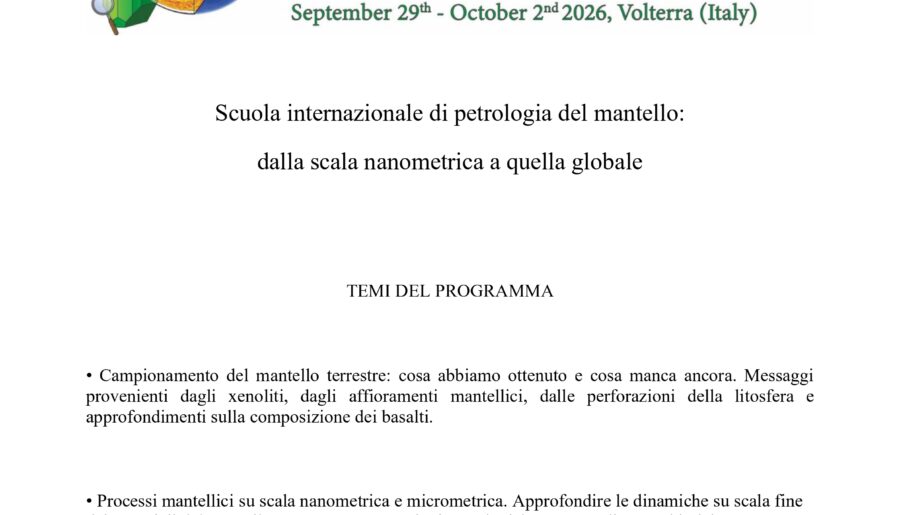 Scuola internazionale di petrologia del mantello: dalla scala nanometrica a quella globale